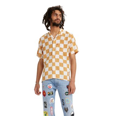 Camisa Levi's® Cubano Quadriculado Laranja