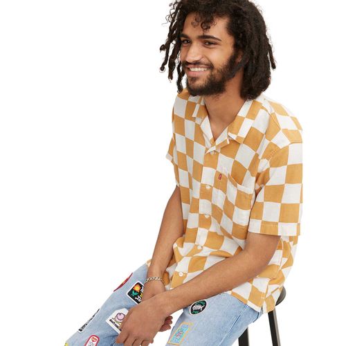 Camisa Levi's® Cubano Quadriculado Laranja