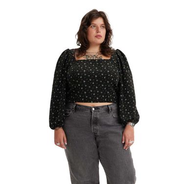 Blusa Levi's®  Finn Plus Size Manga Longa Preta