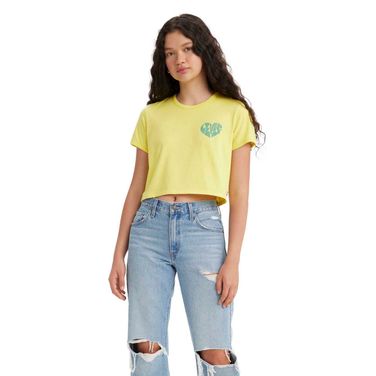 Camiseta Cropped Levi's®  Graphic Homeroom Amarela Manga Curta