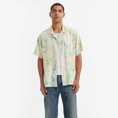 Camisa Levi's The Sunset Camp Manga Curta Estampada Amarela