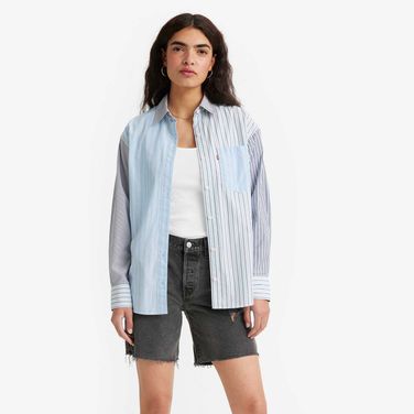 Camisa Levi’s Nola Oversized Listrada Azul