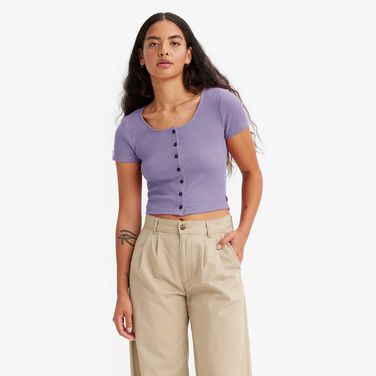 Camiseta Cropped Levi’s Rach Manga Curta Roxa