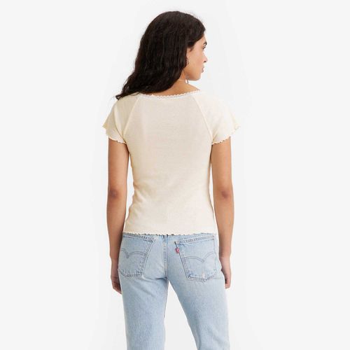 Blusa Levi’s Dry Goods Gola V Manga Curta Bege