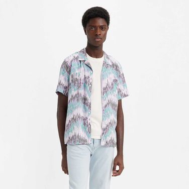 Camisa Levi's® Classic Camper Estampada Azul Manga Curta