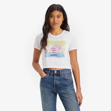 Camiseta Cropped Levi's® Graphic Homeroom Branca