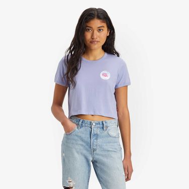 Camiseta Cropped Levi's® Graphic Homeroom Lilás