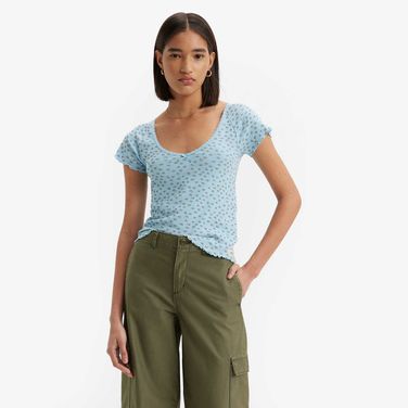 Blusa Levi’s Dry Goods Gola V Manga Curta Azul