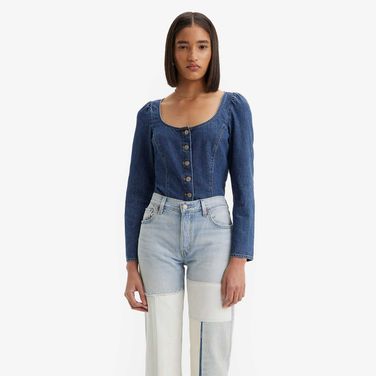 Blusa Levi's® Weston Corset Manga Longa Jeans