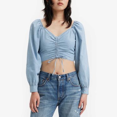 Blusa Cropped Jeans Levi’s Diana Manga Longa