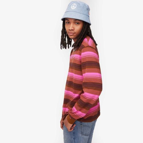 Camiseta Levi's Authentic Manga Longa Rosa Listrada