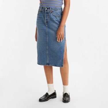 Saia Jeans Levi's® Midi Com Fenda Lateral