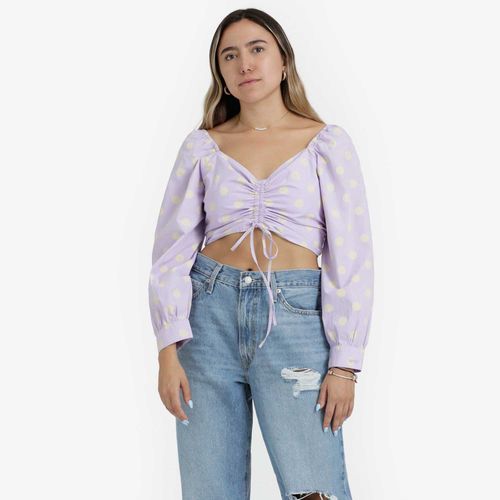 Blusa Cropped Levi’s Diana Manga longa Roxa com Estampa