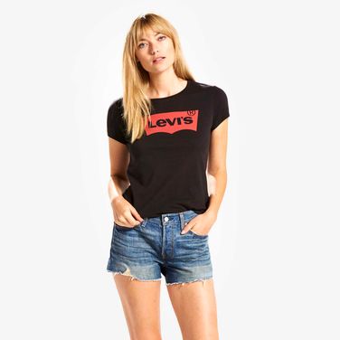 Camiseta Levi's® Slim Crew Neck Manga Curta Preta