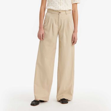 Calça Levi's Pleated Widleg Trouser Bege