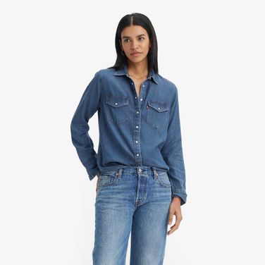 Camisa Levi's® Iconic Western Lavagem Média Manga Longa