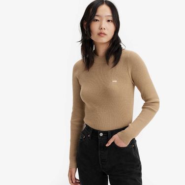 Blusa Levi's® Crew Rib Sweater Bege Manga Longa