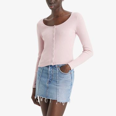 Blusa Levi's® Britt Snap Front Top Rosa Manga Longa