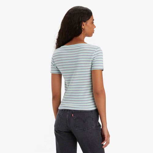 Blusa Levi's® Britt Snap Front Top Listrado Manga Curta