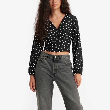 Blusa Levi's Tamara Blouse Preta Com Estampa Manga Longa