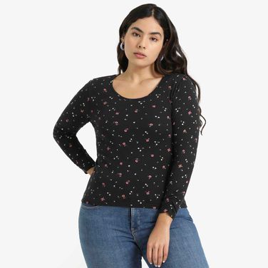 Blusa Levi's® Infinity Ballet Preta Com Estampa Floral Manga Longa