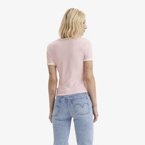 Camiseta Levi's Graphic Ringer Rickie Rosa Manga Curta