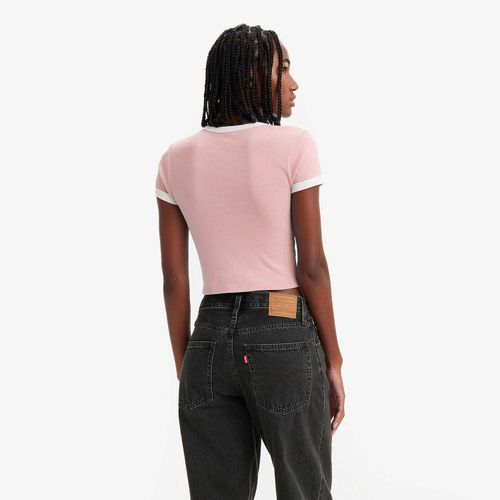 Camiseta Levi's Graphic Ringer Mini Tee Rosa Manga Curta