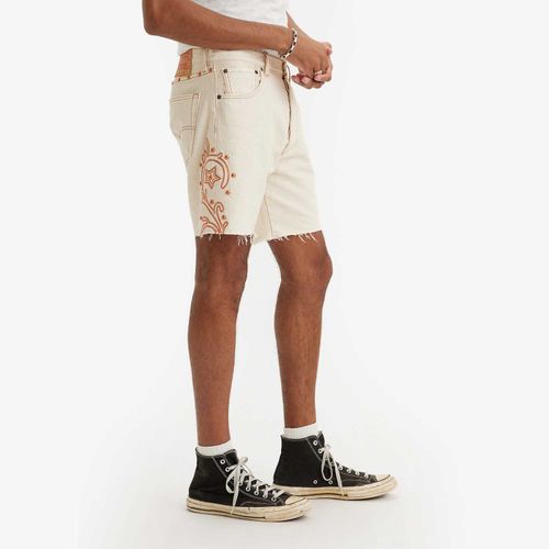 Bermuda Jeans Levi's® Pride 501 93 Off White com Bordados
