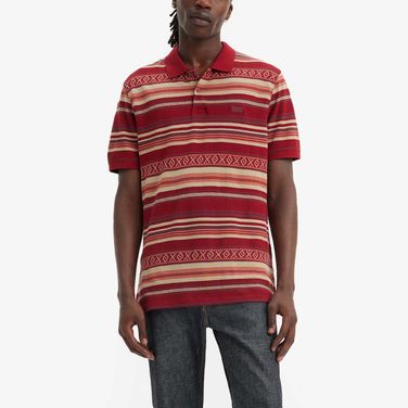 Camisa Polo Levi's Slim Housemark Vermelha com Listras Manga Curta