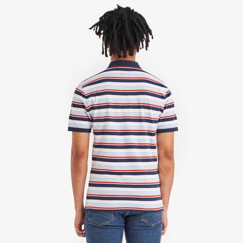 Camisa Polo Levi's® Slim Housemark Azul com Listras Manga Curta