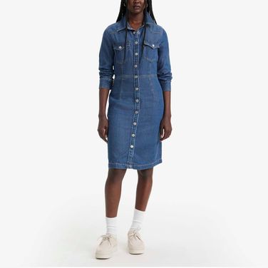 Vestido Levi's Otto Western Lavagem Média Manga Longa