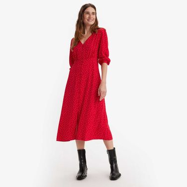 Vestido Levi's® Breslin Vermelho Manga Longa