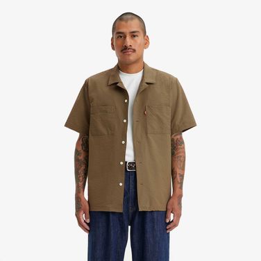 Camisa Levi's The Standard Camp Marrom Manga Curta