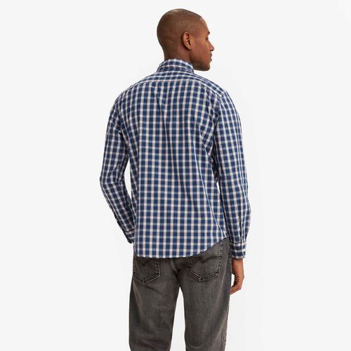 Camisa Levi's Classic Standard Azul Xadrez com Bolso Manga Longa