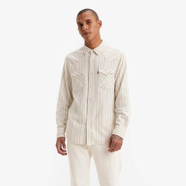 Camisa Levi's Classic Western Bege com Listras Manga Longa