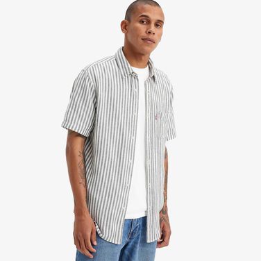 Camisa Linho Levi's® Sunset Standard Listrada Manga Curta com Bolso