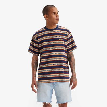 Camiseta Levi's® Red Tab Vintage Azul com Listras Manga Curta