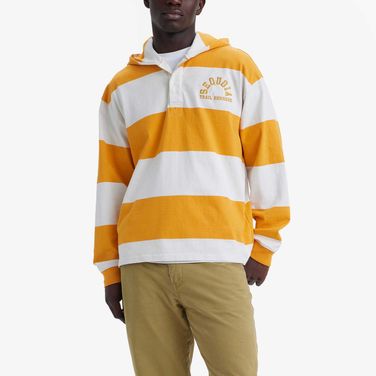 Blusa Levi's Club Rugby Amarela e Branca com Capuz Manga Longa