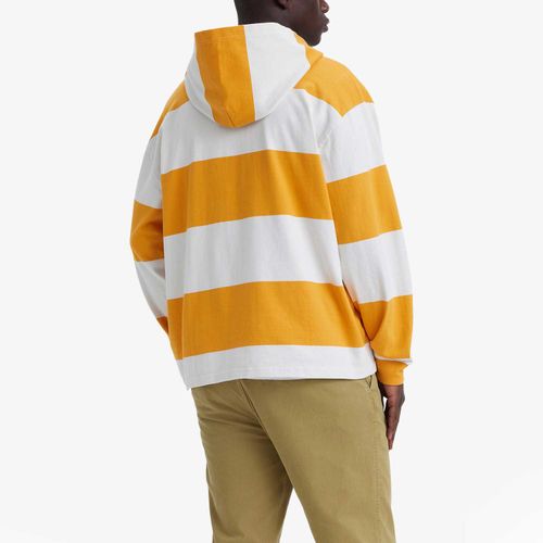 Blusa Levi's Club Rugby Amarela e Branca com Capuz Manga Longa