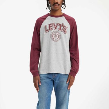 Blusa Levi's® Graphic Raglan Cinza e Vinho Manga Longa