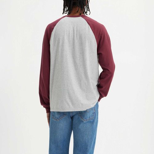 Blusa Levi's Graphic Raglan Cinza e Vinho Manga Longa