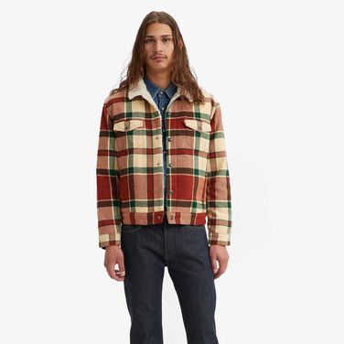 Jaqueta Levi's® Plaid Sherpa Trucker Vermelha Xadrez