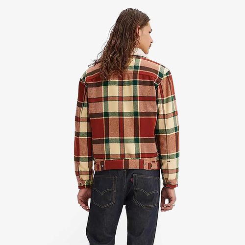 Jaqueta Levi's Plaid Sherpa Trucker Vermelha Xadrez