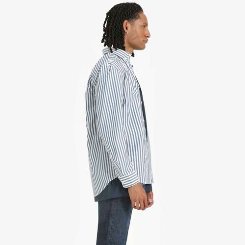 Camisa Levi's® Authentic Button Down Listrada Azul Claro Manga Longa