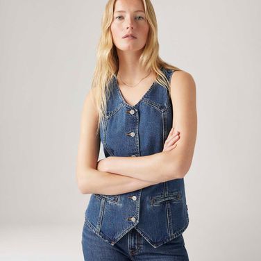 Blusa Jeans Levi's® Longline Regata Lavagem Escura