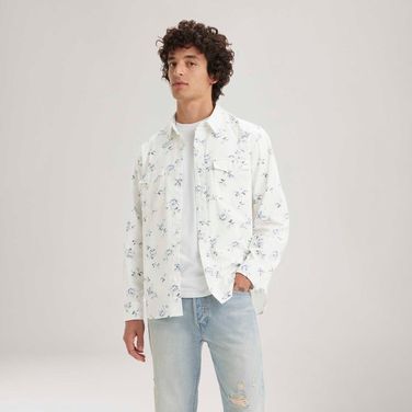 Camisa Levi's® Relaxed Fit Western Branca Estampada Manga Longa