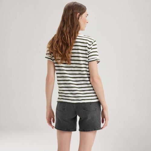 Camiseta Levi's® Margot Branca com Listras Manga Curta