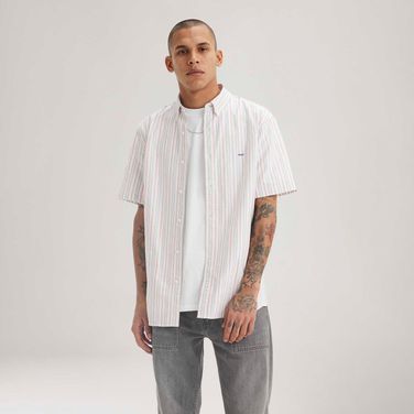 Camisa Levi's® Authentic Button Down Listrada Manga Curta