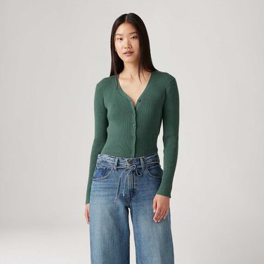 Blusa Levi's® Tulip Cardigan Verde Manga Longa