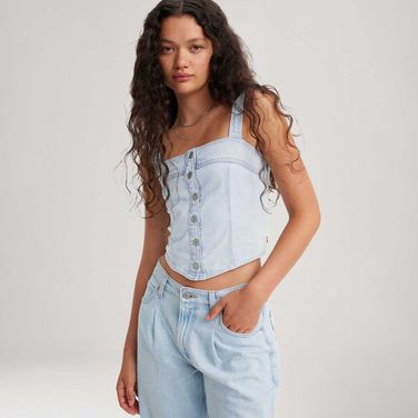 Blusa Jeans Levi's® Drea Corset Lavagem Clara Regata